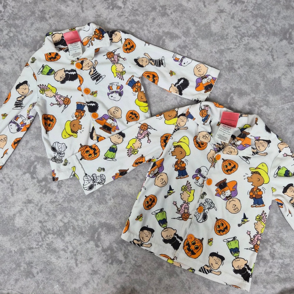 Peanuts Halloween Fleece Pajama Tops Kids 2T 3T Charlie Brown Snoopy Sleepwear